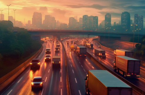 Transporte pesado circulando por autopista